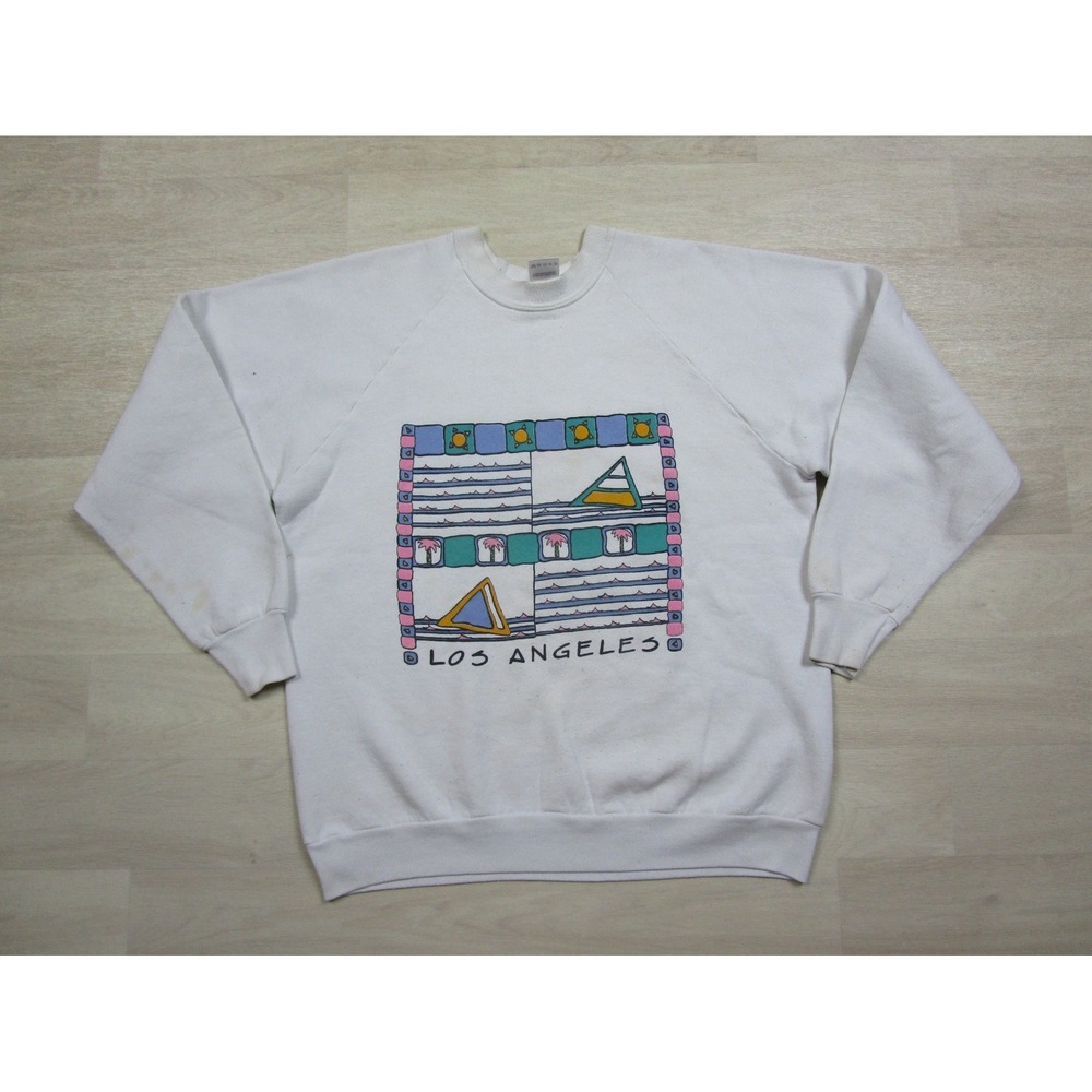 Vintage California Sweatshirt (L) 80s Los Angeles Sailboat Graphic USA Crewneck